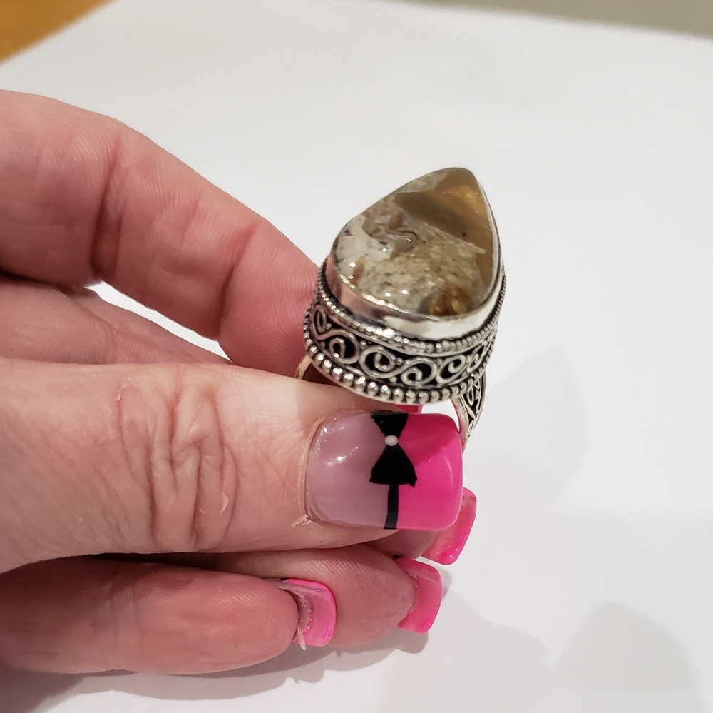 Coffee Bean Jasper 925 Vintage Ring View 4